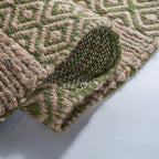 SAFAVIEH Natural Fiber Collection Area Rug - 5' x 8', Green & Natural, Handmade Boho Farmhouse Rustic Jute & Cotton, Ideal for High Traffic Areas in Living Room, Bedroom (NFB653Y)
