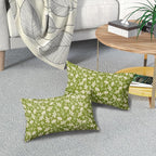 Lime Green Pillow Covers 12x20 Set of 2 Vintage Floral Rustic Old Style Cute Flower Print Rectangle Decorative Outdoor Pillowcases Seasonal Farmhouse Throw Cushion Case Couch Sofa Bed Decor