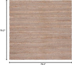 SAFAVIEH Natural Fiber Collection Area Rug - 6'6" Square, Grey & Natural, Handmade Boho Farmhouse Rustic Jute & Cotton Jute, Ideal for High Traffic Areas in Living Room, Bedroom (NFB654F)