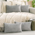 Set of 4 Grey Decorative Throw Pillow Covers 12x20 Inch Corduroy Pillow Covers for Bed Couch Sofa Living Room Soft Cushion Cases