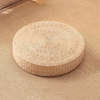 Round Woven Floor Pillow Natural Seat Cushion, Straw Flat Seat Cushion, Handmade Floor Pouf Mat, Ottoman Footstool for Meditation, Zen, Yoga Practice or Buddham (15.74" Dia. x 3.94" H)