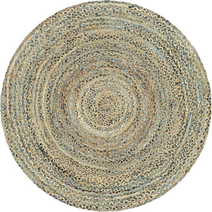 Unique Loom Braided Chindi Collection Casual Modern Natural Round Rug (6' 3 x 6' 3)