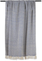 DII Modern Zig Zag Throw Blanket Woven Cotton, Hand-Knotted 2.5" Fringe, 50x60, French Blue