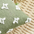 ANRODUO Pack of 2 Sage Green Floral Boho Decorative Throw Pillow Covers with Tufted Rhombic Jacquard for Room Decor Pillow Covers 18x18 Cute and Soft Pillowcase for Couch Sofa and Living Room Fall
