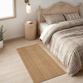 2x4 Washable Rug, Textured Natural Woven Low-Profile Small Runner with Non-Slip Backing, Light Brown, for Kitchen Sink, Laundry Room, Double Door Entryway