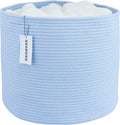 Cotton Rope Basket For Girls Boys Kids 16”X14” Baby Laundry Baskets Nursery Bin Round Woven Basket For Storage Toys Blankets Shoes Clothes blue
