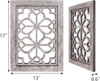 Set of 2 13x17 Inch Rectangular Shatterproof Decorative Wall Mirrors, Boho Farmhouse Rustic Vintage Grey Accent Mirrors for Living Room, Bedroom, Entryway & Home Wall Decor（Brown）