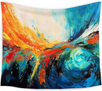 WARDOS Modern Abstract Tapestry, Colorful Modern Tapestry Wall Hanging, Blue and Orange Abstract Wall Blanket Decor for Home Living Room Bedroom, 50x60 Inch