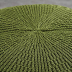 ARTPLAN - Round Knit Pouf - Woven Floor Ottoman - Handmade & Hand Stitched - 19.7 Dia x 12.8 High - Boho Home Décor - Living Room - Bedroom,Army Green