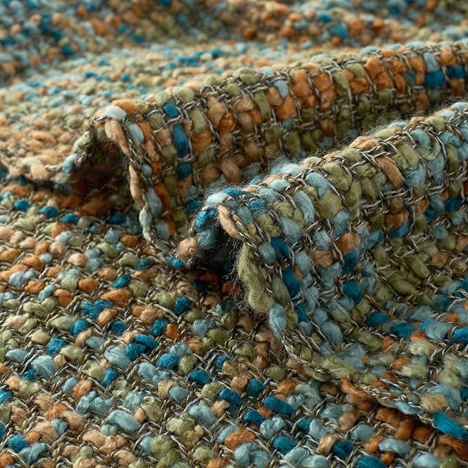 Multi-Color Gold Green Cable Woven Throw Blanket for Couch,50"X60" Boho Style Textured Blankets for Home Decor,Super Soft Warm Cozy Chunky Blanket with Decorative Tassels for Bed