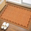 Scalloped Orange Door Mat Indoor Rugs for Entryway Small Rug 2x3 Washable Non-Slip TPE Backing Modern Minimalism Soft Low-Pile Throw Carpet for Bedroom Kitchen Bathroom