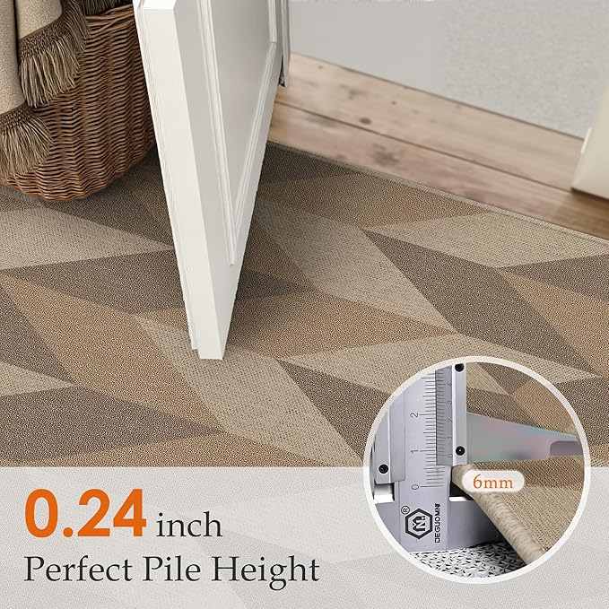 3x5 Easy Jute Outdoor Patio Rug Washable Brown Checkered Entrance Area Rug for Living Room Lightweight Non Slip No Sheding Doormat Entryway Farmhouse Bedroom Backyard Kitchen Deck