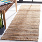 SAFAVIEH Natural Fiber Collection Runner Rug - 2'3" x 8', Grey & Natural, Handmade Boho Farmhouse Rustic Jute & Cotton Jute, Ideal for High Traffic Areas in Living Room, Bedroom (NFB654F)