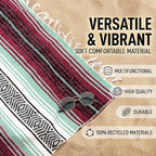 Hydration Nation Authentic Large Handwoven Mexican Blanket - Soft Yoga- Durable Serape- Lightweight Falsa, Beach, Camping, Picnic, Outdoor Blanket 70"x50" - Miami Vice