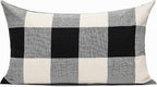VAKADO 12x20 Set of 2 Black White Outdoor Throw Pillow Covers Buffalo Check Plaids Lumbar Farmhouse Retro Checkers Cotton Linen Cushion Cover Home Decor for Sofa Couch