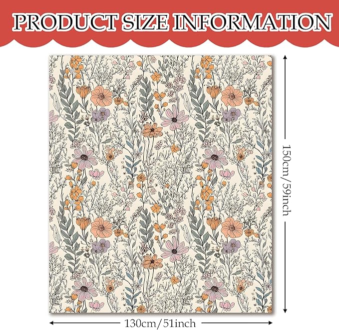 Vintage Floral Blanket - Wildflower Throw Blanket, for Couch & Bed, 50x60 Inches