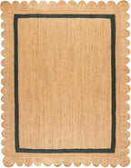 SAFAVIEH 8x10 Area Rug - Natural Fiber Collection - Large - Natural & Dark Green, Handmade Jute, Ideal for Living Room, Bedroom, Dining Space (NF896Y)