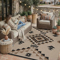 5x7 Easy Jute Outdoor Patio Rug Washable Brown Boho Floral Area Rug for Living Room Lightweight Non Slip No Sheding Carpet Balcony Farmhouse Bedroom Backyard Dining Room Deck