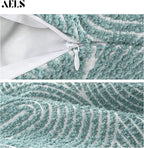 AELS Boho Decorative Textured Throw Pillow Covers 18x18, Modern Mid Century Rainbow Tufted Pillow Case, Farmhouse Rustic Geometric Woven Cushion Case for Bed Couch Sofa, Green
