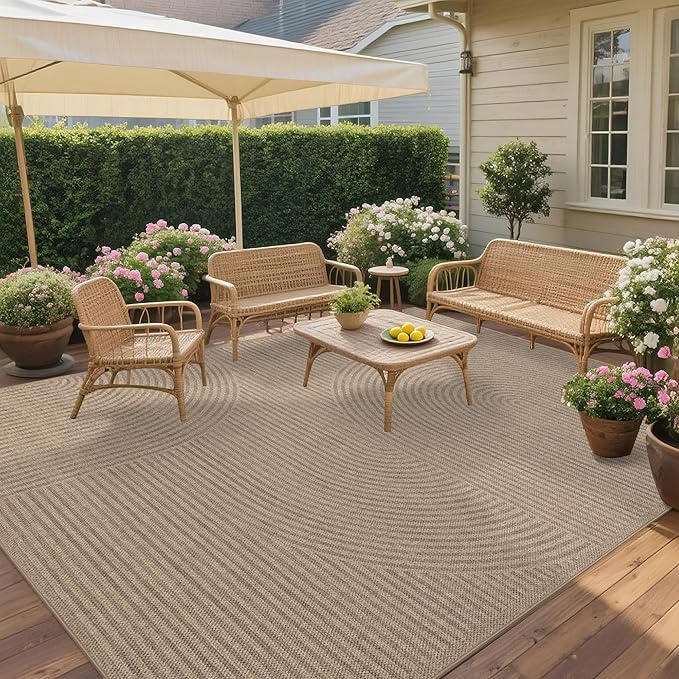 Easy Jute Rug 8x10: Indoor Outdoor Natural Boho Area Rugs for Living Room Patio Washable - Farmhouse Neutral Contemporary Large Carpet for Bedroom Dining Room Backyard Office Non Slip