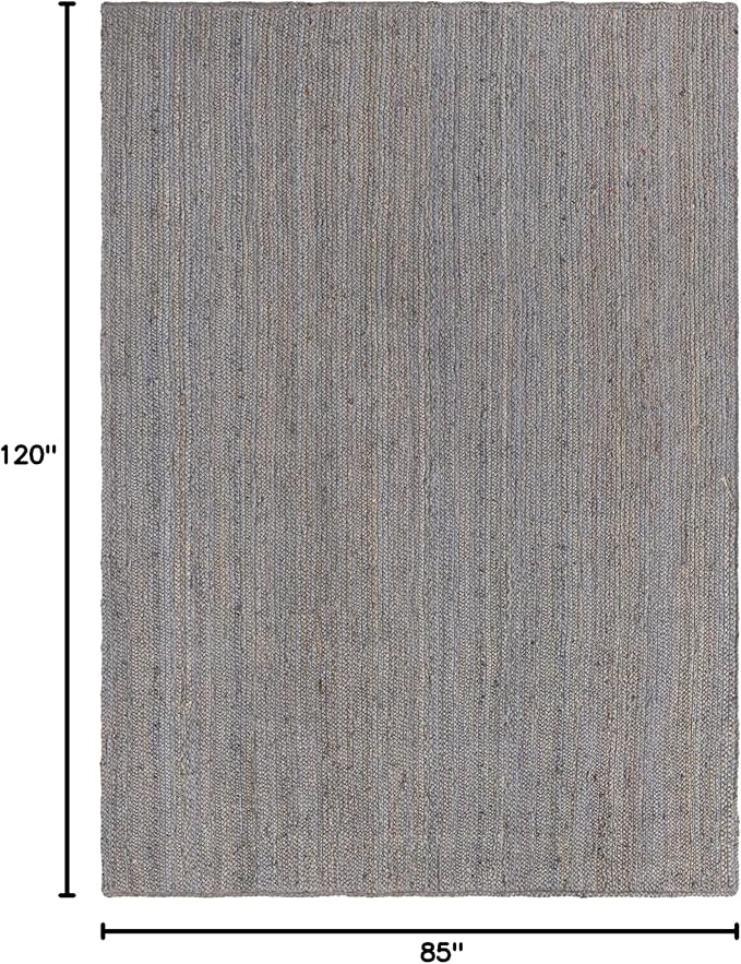 Unique Loom Braided Jute Collection Area Rug - Dhaka (7' 1" x 10' Rectangle, Gray)