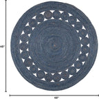 SAFAVIEH Area Rug 4' Round - Natural Fiber Collection - Navy, Handmade Jute, Boho Farmhouse Braided Design (NF364N)