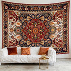 Apdidl Extra Large Boho Hippie Wall Tapestry for Bedroom Aesthetic, Mandala Indian Bohemian Tapestries Art Decor, Vintage Orange Floral Cool Vertical Wall Hanging for Living Room Dorm (71"X90")