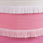 CherryNow Large Rope Basket – 16''x13'' Pink Decorative Woven Basket for Toys, Blankets, or Laundry, Cute Tassel Decor for Baby & Girl - Home Storage Container