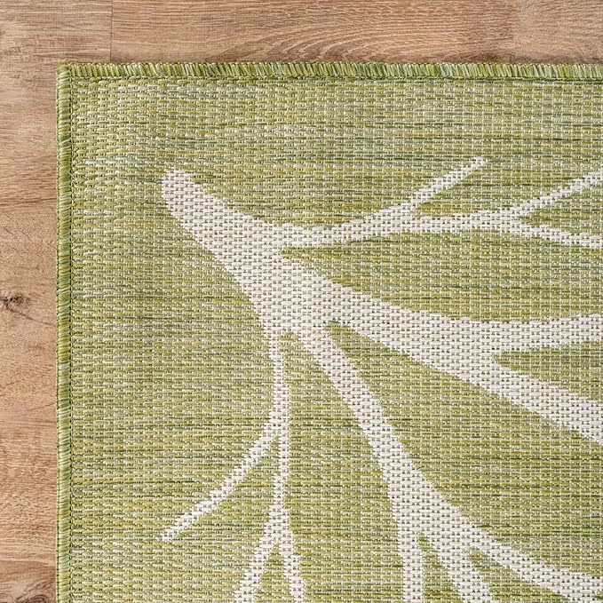 Washable Indoor Outdoor Rug 10x14 Modern Area Rugs Branch Pattern Non Shedding Waterproof Easy Clean Patio Deck Porch Living Room Bedroom Garden RV (10 X 14 Olive)
