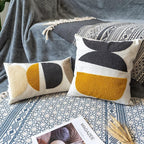 Boho Lumbar Decorative Pillow Cover, Abstract Geo Throw Pillowcase for Retro Mid Century Accent Decor, Modern Rectangle Textured Home Bed Couch Sofa Cushion Sham 12x20, 1PCS(Black Mustard)