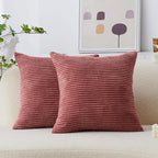Home Brilliant Pillow Covers 22x22 Soft Cushion Covers Set of 2 Striped Velvet Throw Pillow Cases for Bed Living Room, 55x55 cm, 22 x 22 Inch, Dry Rose Pink