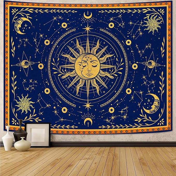 Spenlife Sun and Moon Celestial Tapestry Cosmic Tapestry for Bedroom Astral Tapestries Wall Hanging Bedroom Living Room Wall Art and Home Decor 60x80