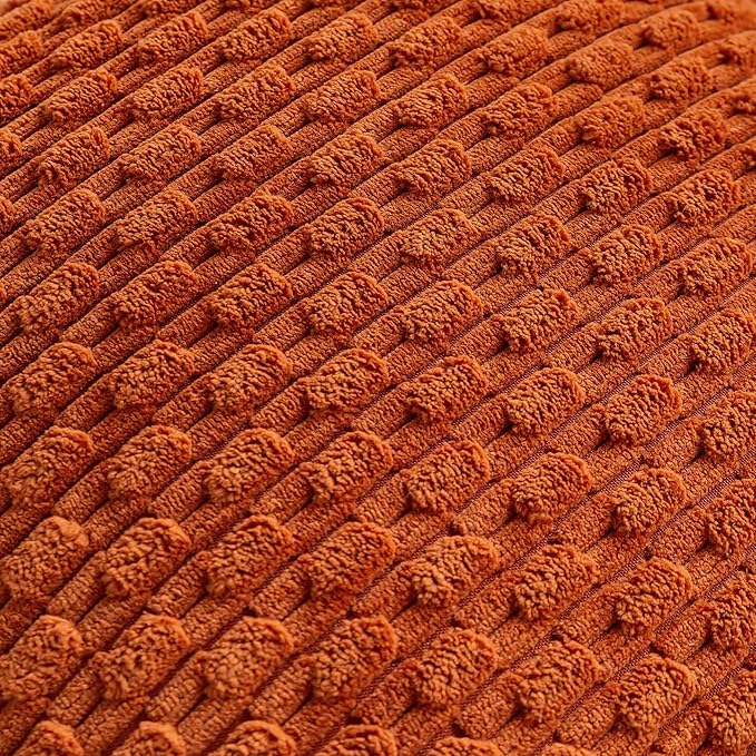 Set of 4 Burnt Orange Decorative Throw Pillow Covers 20x20 Inch Corduroy Pillow Covers for Bed Couch Sofa Living Room Soft Square Cushion Cases