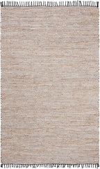 SAFAVIEH Vintage Leather Collection Area Rug - 5' x 8', Silver, Handmade Boho Fringe Leather & Jute, Ideal for High Traffic Areas in Living Room, Bedroom (VTL203G)