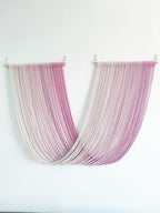 QULBUJ Dip Dye Large Macrame Wall Hanging Tie-Dye Yarn Tapestry Home Boho Wall Decor Ombre Art Headboard Bedroom Living Room 52" Wx34 L,Pink