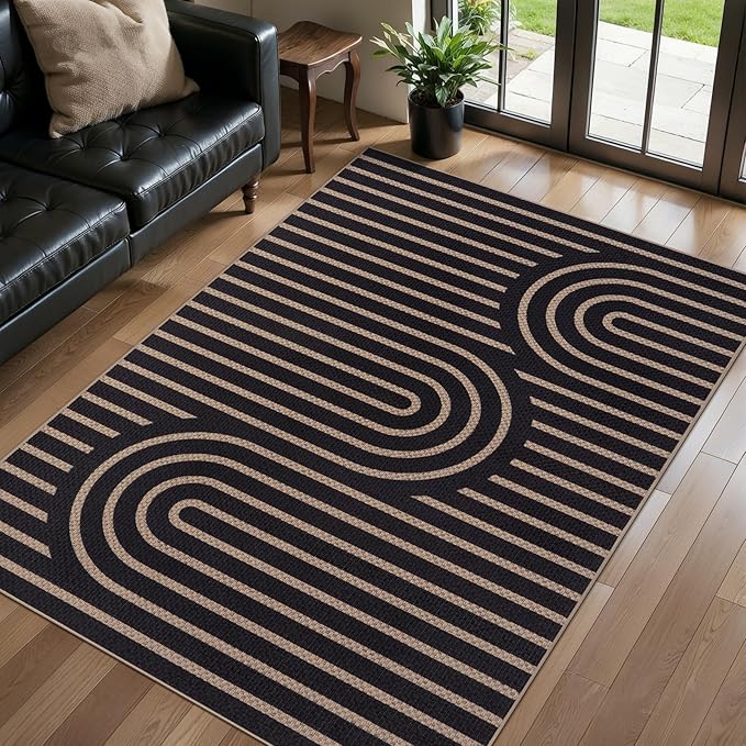 Tangsoo Easy Jute 3x5 Outdoor Rug for Living Room,Washable Indoor Rugs Farmhouse Non-Slip Thin Door Mat,Boho Throw Carpet for Front Porch Bedroom Patio Entryway Balcony