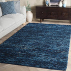 SAFAVIEH Natura Collection Area Rug - 6' Square, Navy & Blue, Handmade Wool Blend, Textured Design, Ideal for Living Room, Bedroom, Dining Space (NAT425N)