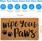 PLUS Haven Coco Coir Door Mat with Heavy Duty Backing, Wipe Your Paws Doormat, 17.5" x 30" Size, Easy to Clean Entry Mat, Beautiful Color and Sizing for Outdoor and Indoor uses, Home Décor