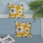 Summer Pillow Covers 18x18 Inch Set of 2 Yellow Daisy Sunflowers Floral Bee Pillow Covers Spring Outdoor Pillow Cases Linen Farmhouse Seasonal Cushion Covers Decor for Living Room Bedroom