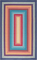 SAFAVIEH Washable Rug Outdoor Braided Collection - 4' x 6', Red & Orange, Handmade & Reversible, Non-Shedding & Easy to Clean, Ideal for Patio, Backyard, Mudroom (BRD308Q)