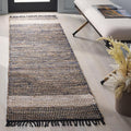 SAFAVIEH Cape Cod Collection Runner Rug - 2'3" x 8', Navy & Beige, Handmade Jute & Denim, Ideal for Living Room, Hallway, Foyer, Bedroom (CAP153N-28)