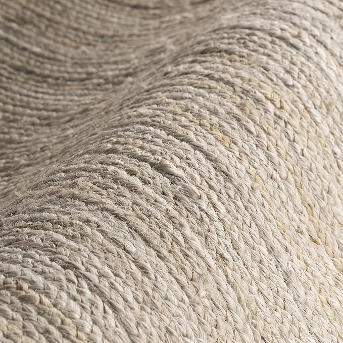 nuLOOM 7 Round Rigo Jute Hand Woven Area Rug, Off White, Solid Farmhouse Design, Natural Fiber, For Bedroom, Living Room, Dining Room, Hallway, Office, Kitchen, Entryway