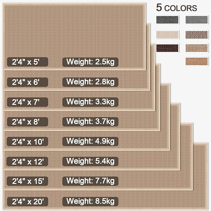 6ft Natural Jute Hallway Runner Rug Non Slip Washable, Rubber Backed Long Khaki Indoor Entryway Runner, Absorbent Kitchen Carpet Sink Rug