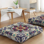 Mandala Meditation Cushion, Boho Meditation Mat, Meditation Pillows For Sitting on Floor, Cushions for Sitting in Home and Outdoor, Square Floor Pillow Cushion Seating for Yoga Accessories 22'' x 22''