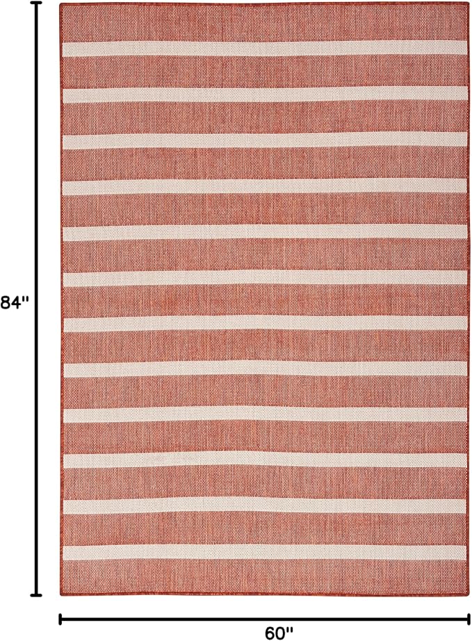 Nourison Home Positano Terracotta Ivory 5' x 7' Area Rug - Easy Clean, Non Shedding, Bed Room, Living Room, Dining Room, Kitchen (5' x 7')