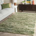 SAFAVIEH Natura Collection Area Rug - 6' Square, Green & Ivory, Handmade Wool Blend, Textured Design, Ideal for Living Room, Bedroom, Dining Space (NAT425Y)