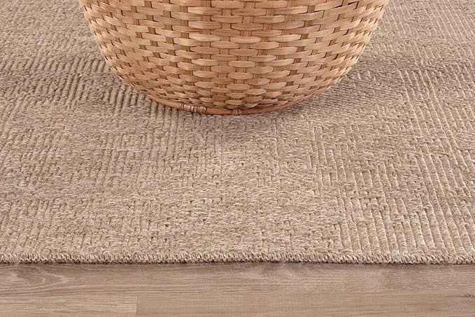 CAMILSON Easy Jute Rug 9x12, Indoor Outdoor Natural Color Fiber Area Rugs for Living Room Patio and Kitchen Rug, Solid Boho Woven Design, Easy-Cleaning, Washable Outside Carpet Alfombras (9 x 12)
