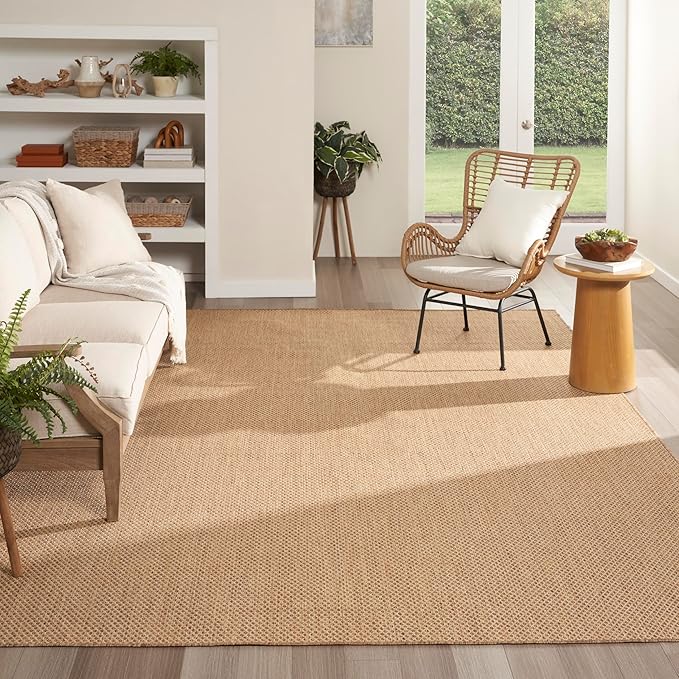 Nourison Home Courtyard Jute 10' x 14' Area Rug - Easy Clean, Non Shedding, Bed Room, Living Room, Dining Room, Kitchen (10' x 14')