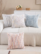 Decorative Boho Pillow Covers Set of 2-18x18 Inch Tufted Farmhouse Boho Throw Pillows for Couch, Neutral Chenille Fluffy Accent Pillowcase for Bed Living Room, Bedroom Sofa, Brown White
