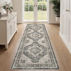 Washable Runner Rug 2x6 Runners for Hallways, Ultra-Thin Carpet Runners for Entryway Anti Slip Backing Runner Rugs for Kitchen Laundry Room Indoor Hallway (Black/Beige)
